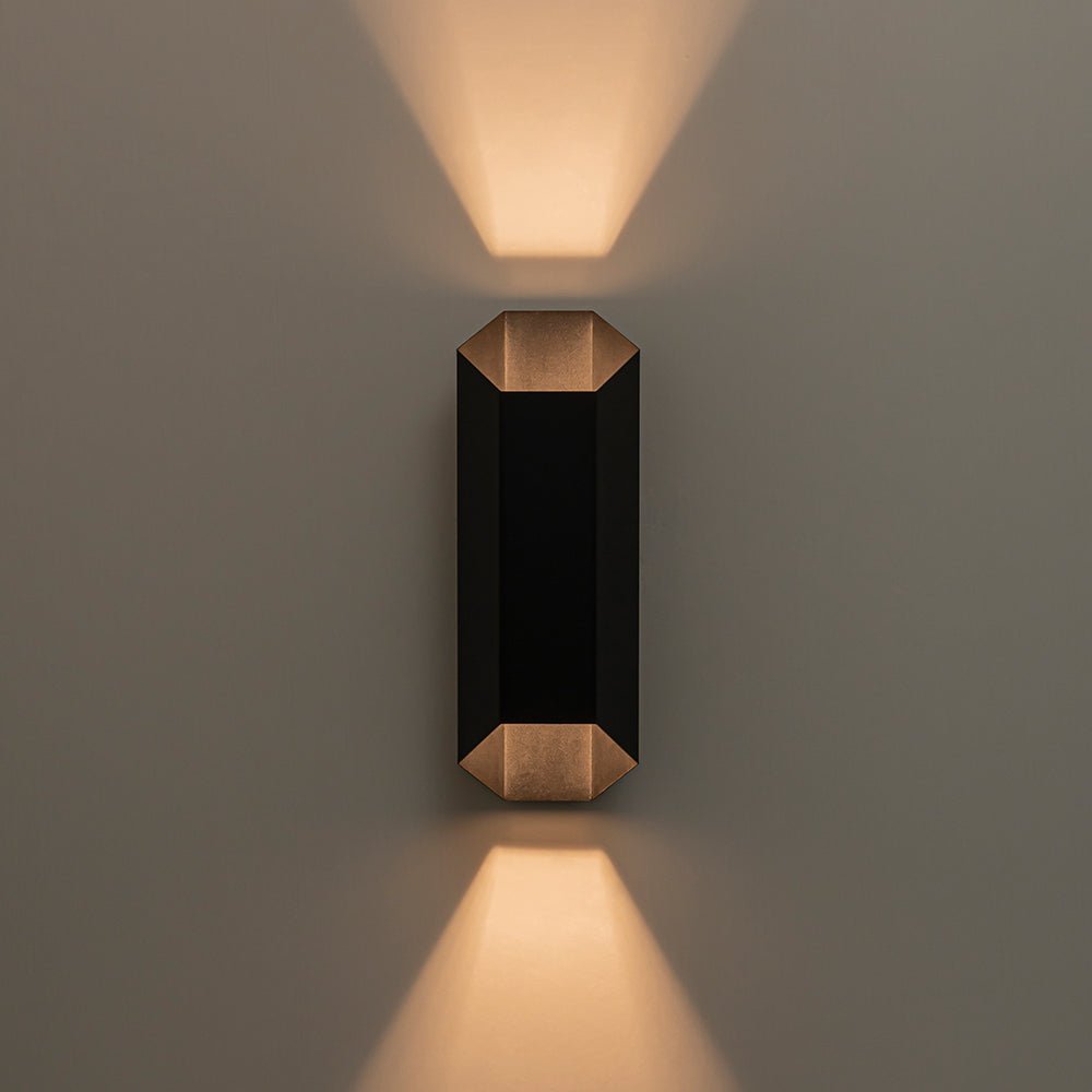 LightfixturesUAE-IP54 Modern Black Geometric Up and Down LED Outdoor Wall Light-Wall Lights-1 Pack-