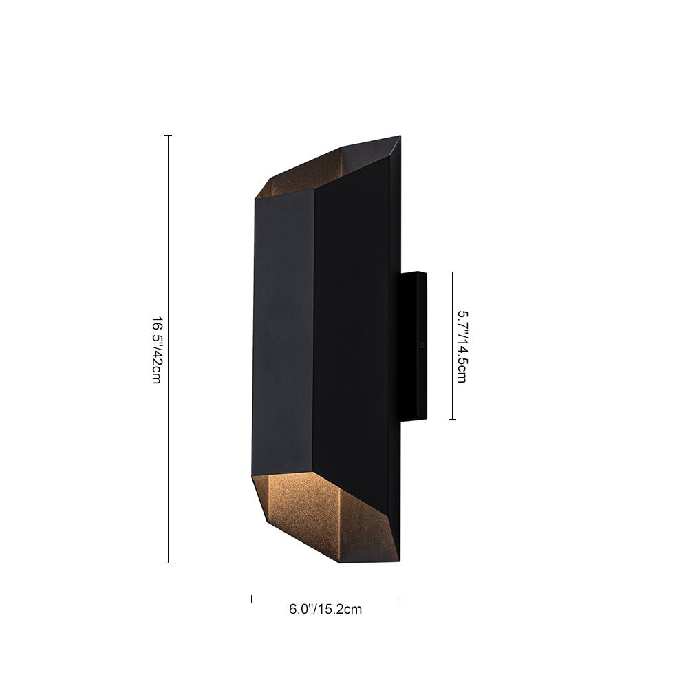 LightfixturesUAE-IP54 Modern Black Geometric Up and Down LED Outdoor Wall Light-Wall Lights-1 Pack-