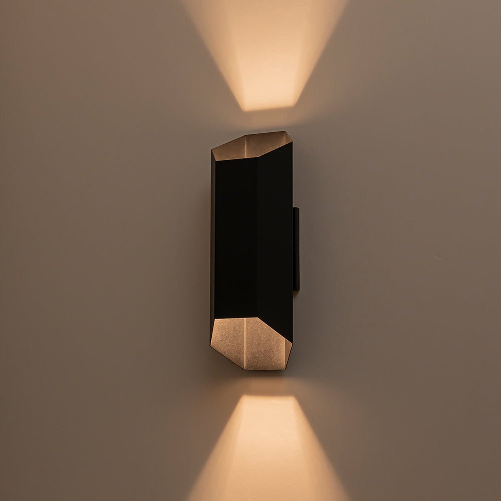 LightfixturesUAE-IP54 Modern Black Geometric Up and Down LED Outdoor Wall Light-Wall Lights-1 Pack-