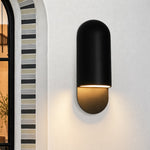 LightfixturesUAE-IP54 Modern Minimalist Matt Black Capsule Outdoor Wall Light with E27 Bulb Base-Wall Lights-1 Pack-
