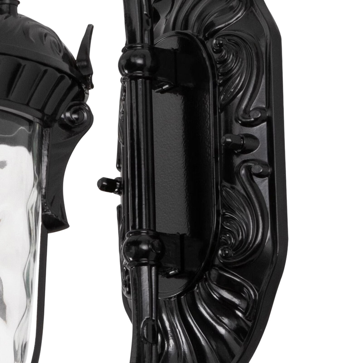 LightfixturesUAE-IP65 Outdoor Traditional Waterproof Hammer Water Glass Wall Sconce-Wall Lights-Polished Black-