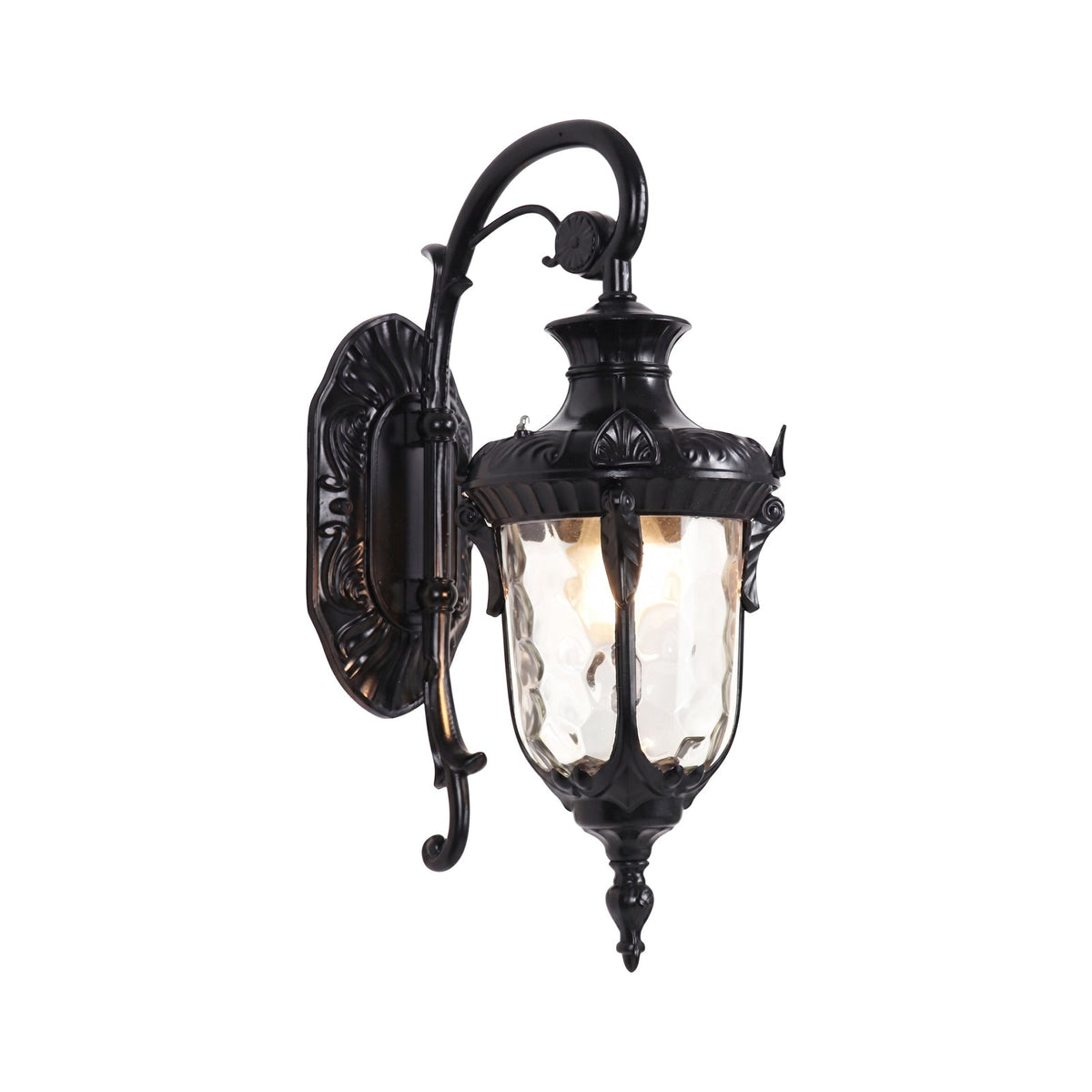 LightfixturesUAE-IP65 Outdoor Traditional Waterproof Hammer Water Glass Wall Sconce-Wall Lights-Polished Black-