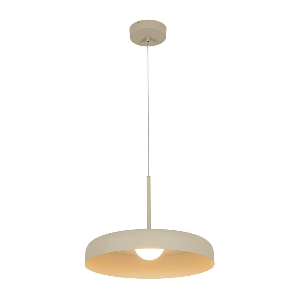 LightfixturesUAE-LED 1-Light Minimalist Downward Shallow Pan-Shaped Pendant-Pendant Lights-Khaki-