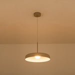 LightfixturesUAE-LED 1-Light Minimalist Downward Shallow Pan-Shaped Pendant-Pendant Lights-Khaki-