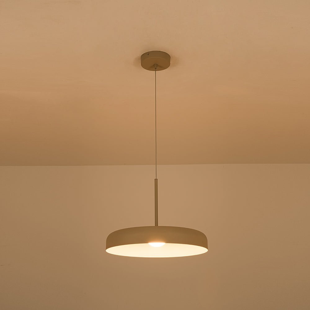 LightfixturesUAE-LED 1-Light Minimalist Downward Shallow Pan-Shaped Pendant-Pendant Lights-Khaki-
