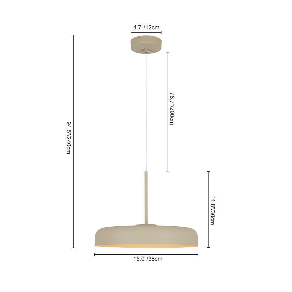 LightfixturesUAE-LED 1-Light Minimalist Downward Shallow Pan-Shaped Pendant-Pendant Lights-Khaki-