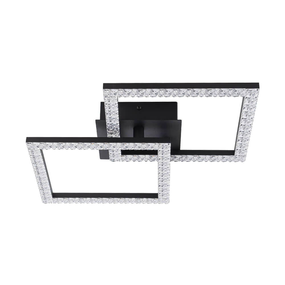LightfixturesUAE-LED 2-Light Modern Square Semi Flush Ceiling Light-Ceiling Lights-Matte Black-