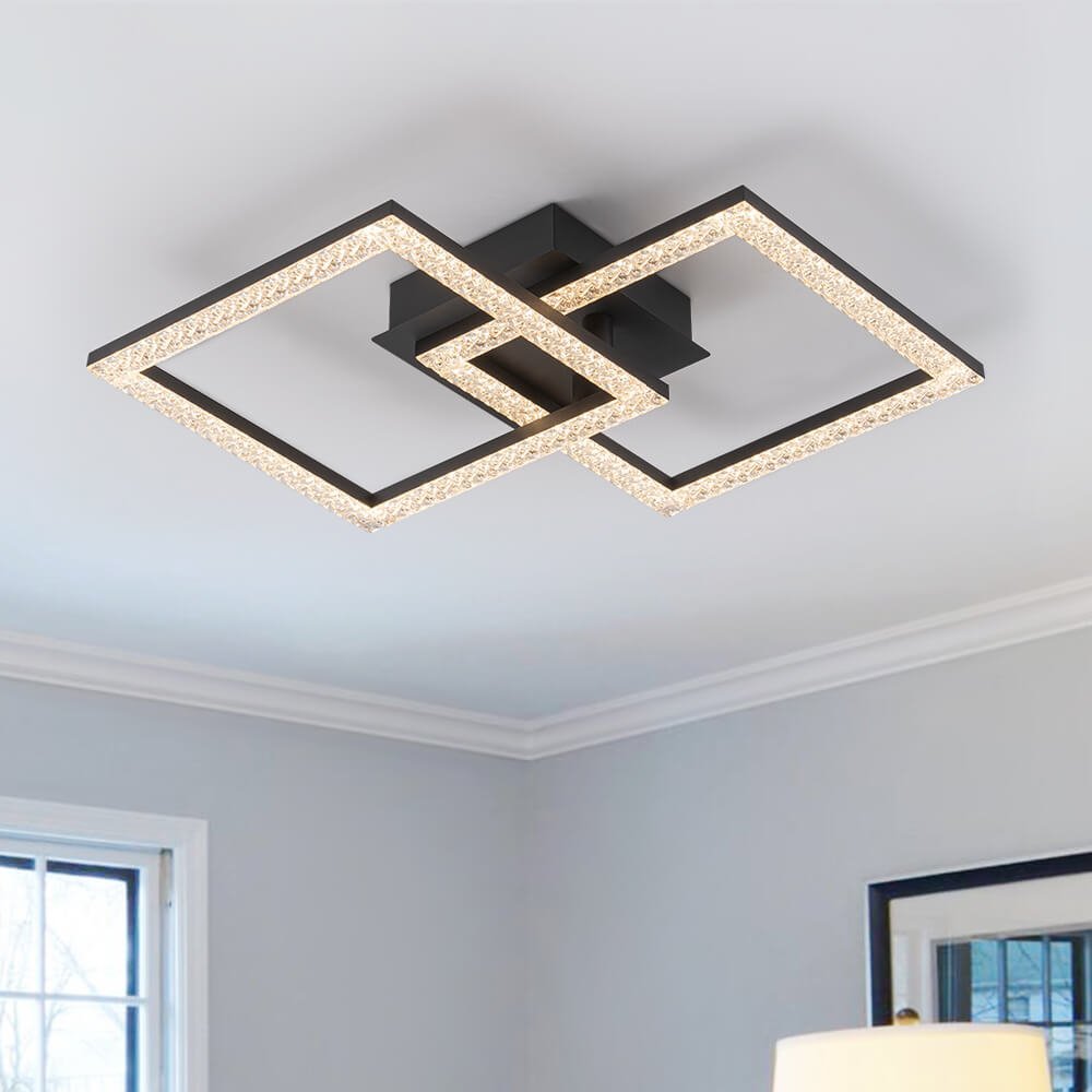 LightfixturesUAE-LED 2-Light Modern Square Semi Flush Ceiling Light-Ceiling Lights-Matte Black-