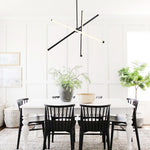 LightfixturesUAE-LED 3-Light Modern Cross Arms Linear Sputnik Chandelier-Chandeliers-Brass-