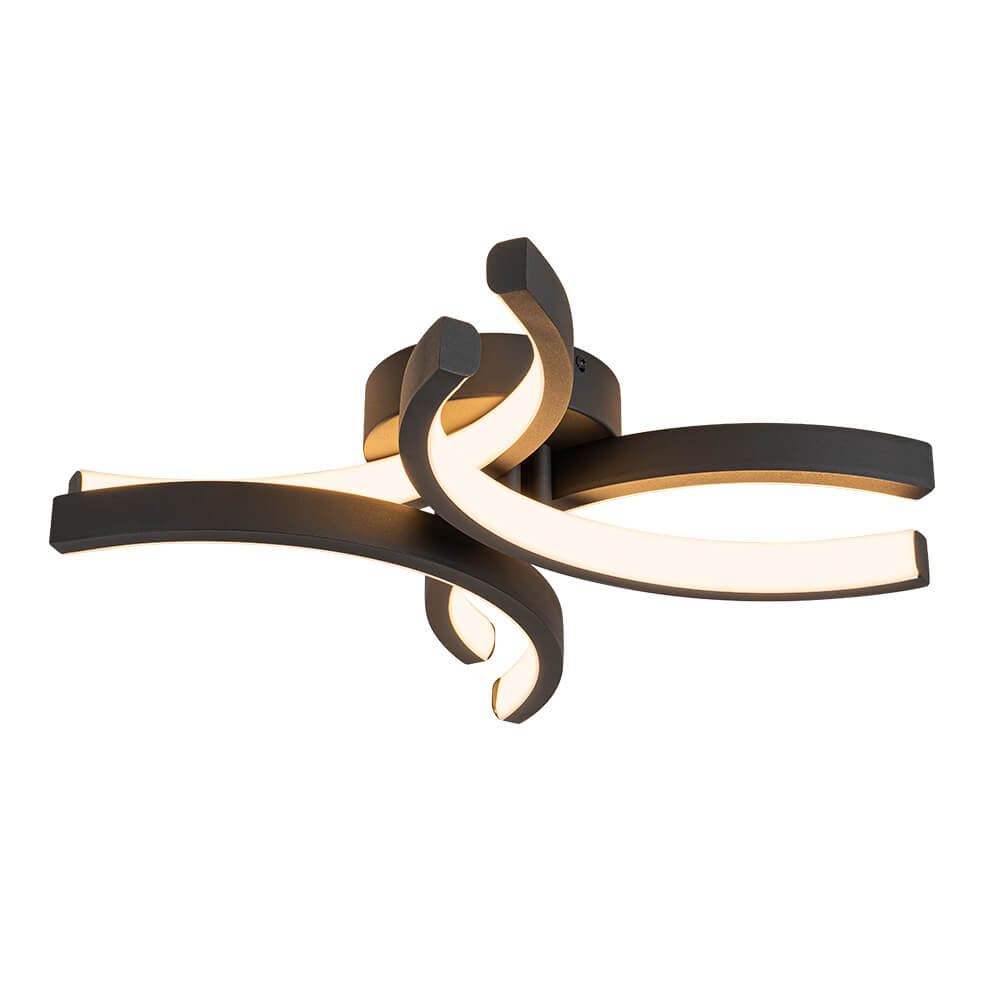 LightfixturesUAE-LED 4-Light Bauhaus Flower Semi Flush Mount Ceiling Light-Ceiling Lights-Black-