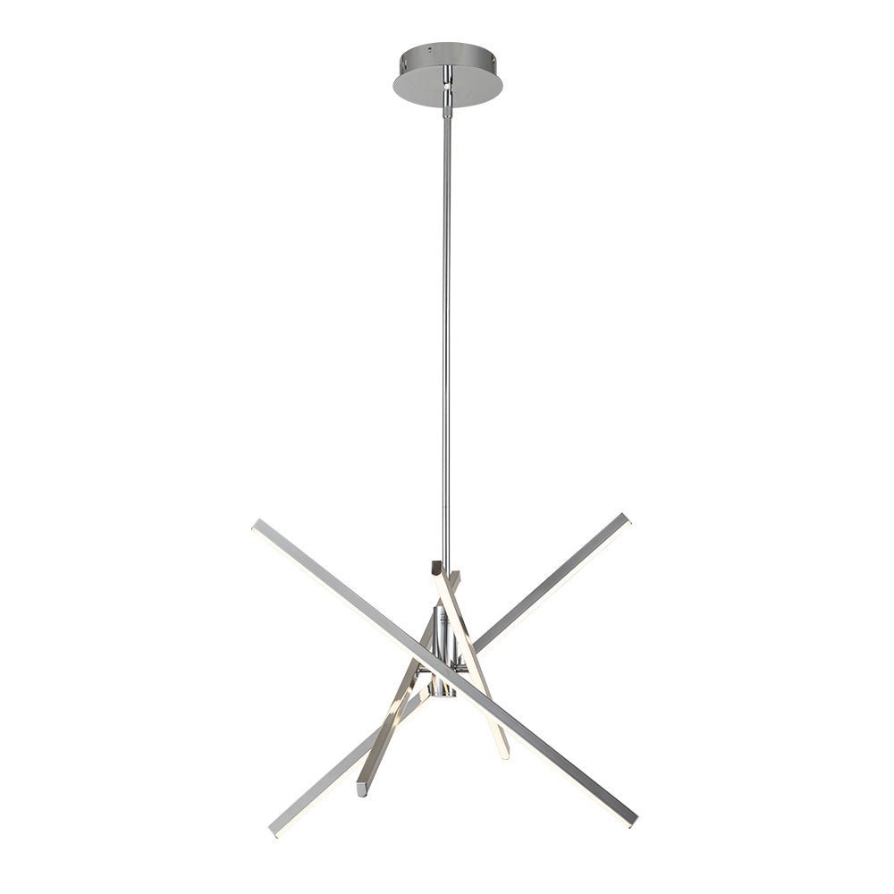 LightfixturesUAE-LED 4-Light Modern Cross Arms Linear Sputnik Chandelier-Chandeliers-Brass-