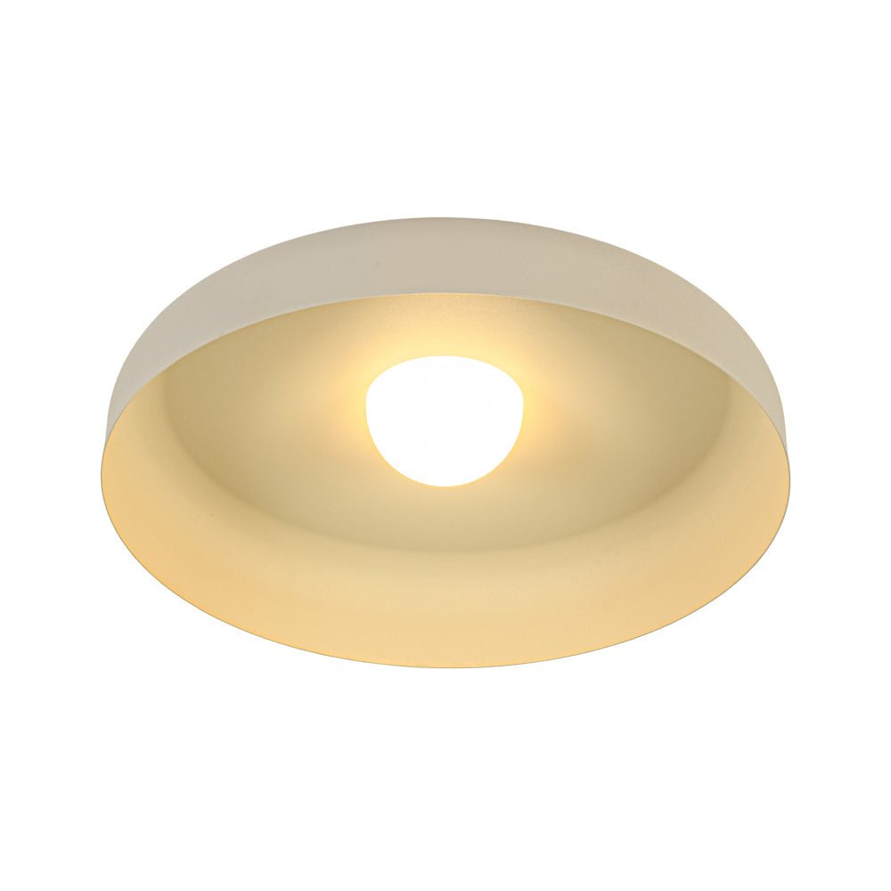 LightfixturesUAE-LED Cream Style Minimalist Khaki Matte Shallow Pan Semi Flush Mount-Ceiling Lights-Khaki-