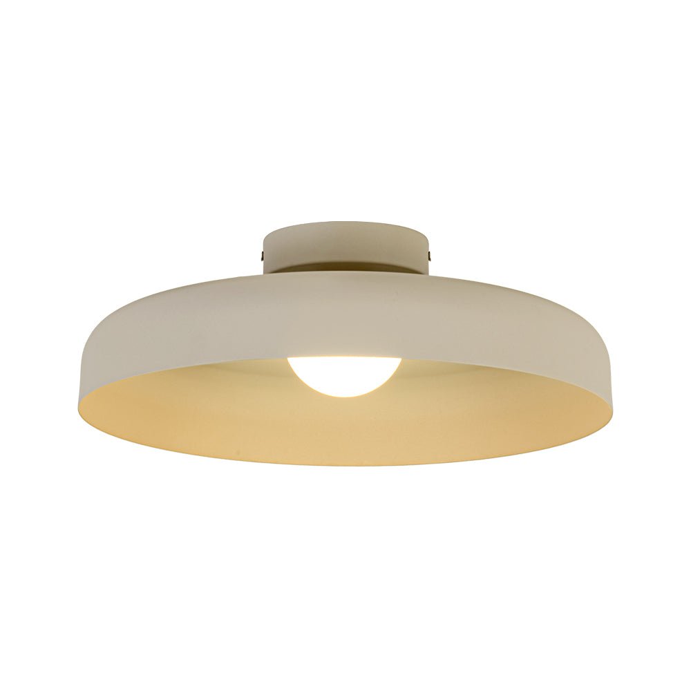 LightfixturesUAE-LED Cream Style Minimalist Khaki Matte Shallow Pan Semi Flush Mount-Ceiling Lights-Khaki-