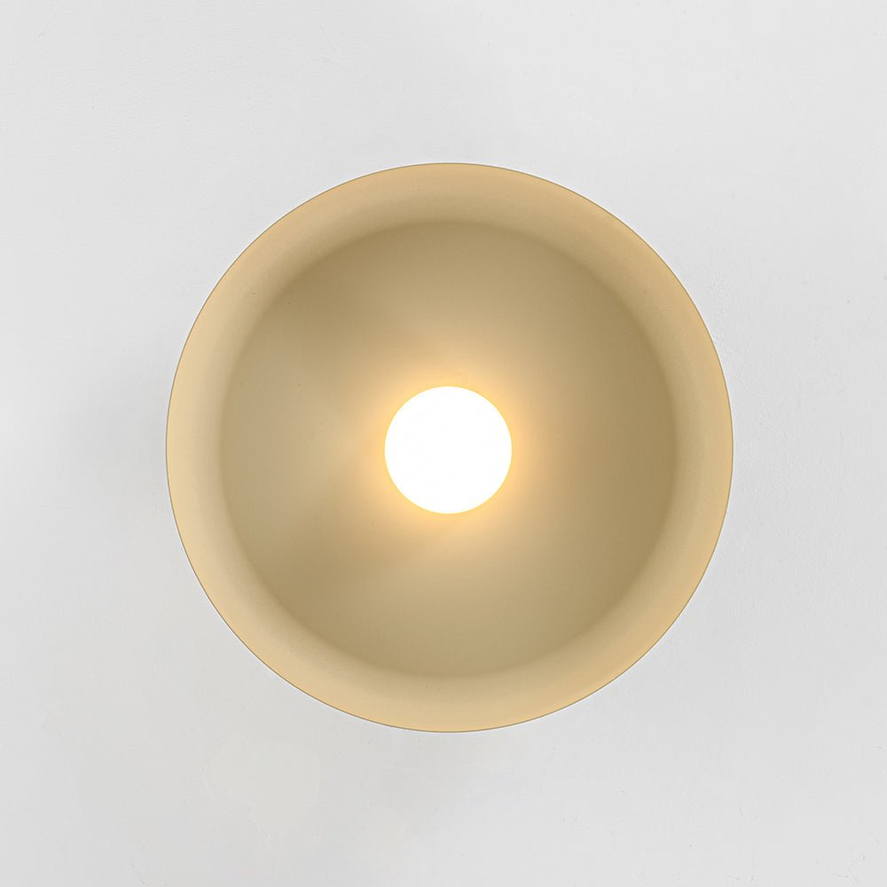 LightfixturesUAE-LED Cream Style Minimalist Khaki Matte Shallow Pan Semi Flush Mount-Ceiling Lights-Khaki-