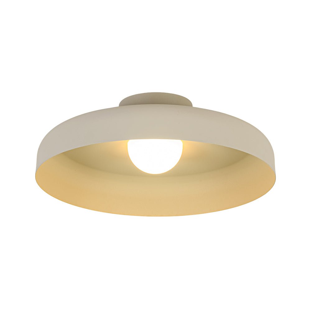 LightfixturesUAE-LED Cream Style Minimalist Khaki Matte Shallow Pan Semi Flush Mount-Ceiling Lights-Khaki-