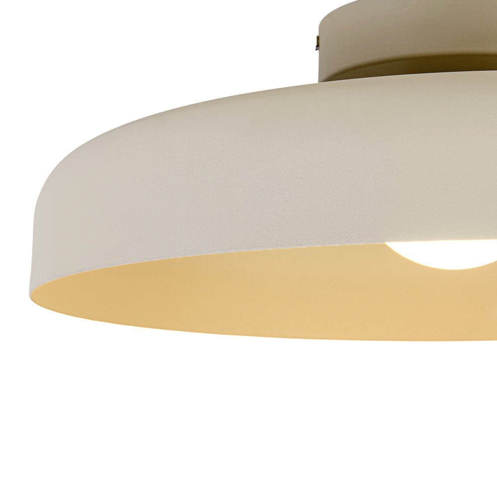 LightfixturesUAE-LED Cream Style Minimalist Khaki Matte Shallow Pan Semi Flush Mount-Ceiling Lights-Khaki-