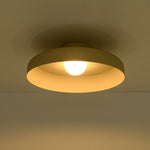 LightfixturesUAE-LED Cream Style Minimalist Khaki Matte Shallow Pan Semi Flush Mount-Ceiling Lights-Khaki-