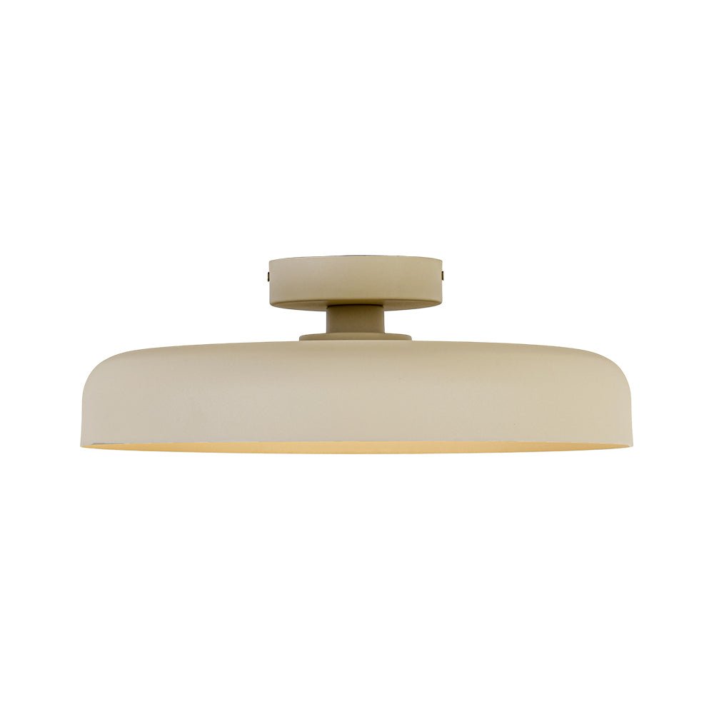 LightfixturesUAE-LED Cream Style Minimalist Khaki Matte Shallow Pan Semi Flush Mount-Ceiling Lights-Khaki-