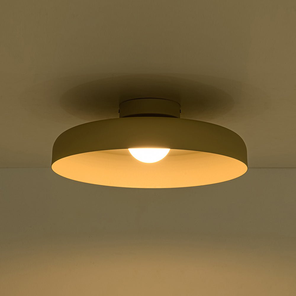 LightfixturesUAE-LED Cream Style Minimalist Khaki Matte Shallow Pan Semi Flush Mount-Ceiling Lights-Khaki-