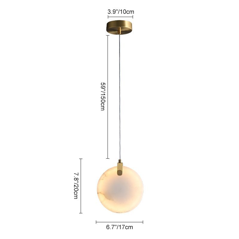 LightfixturesUAE-LED Glam Modern Gold Marble Stone Round Pendant Light-Pendant Lights - 