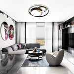 LightfixturesUAE-LED Modern Circular Rings Flush Mount Ceiling Light-Ceiling Lights-Black-Cool White