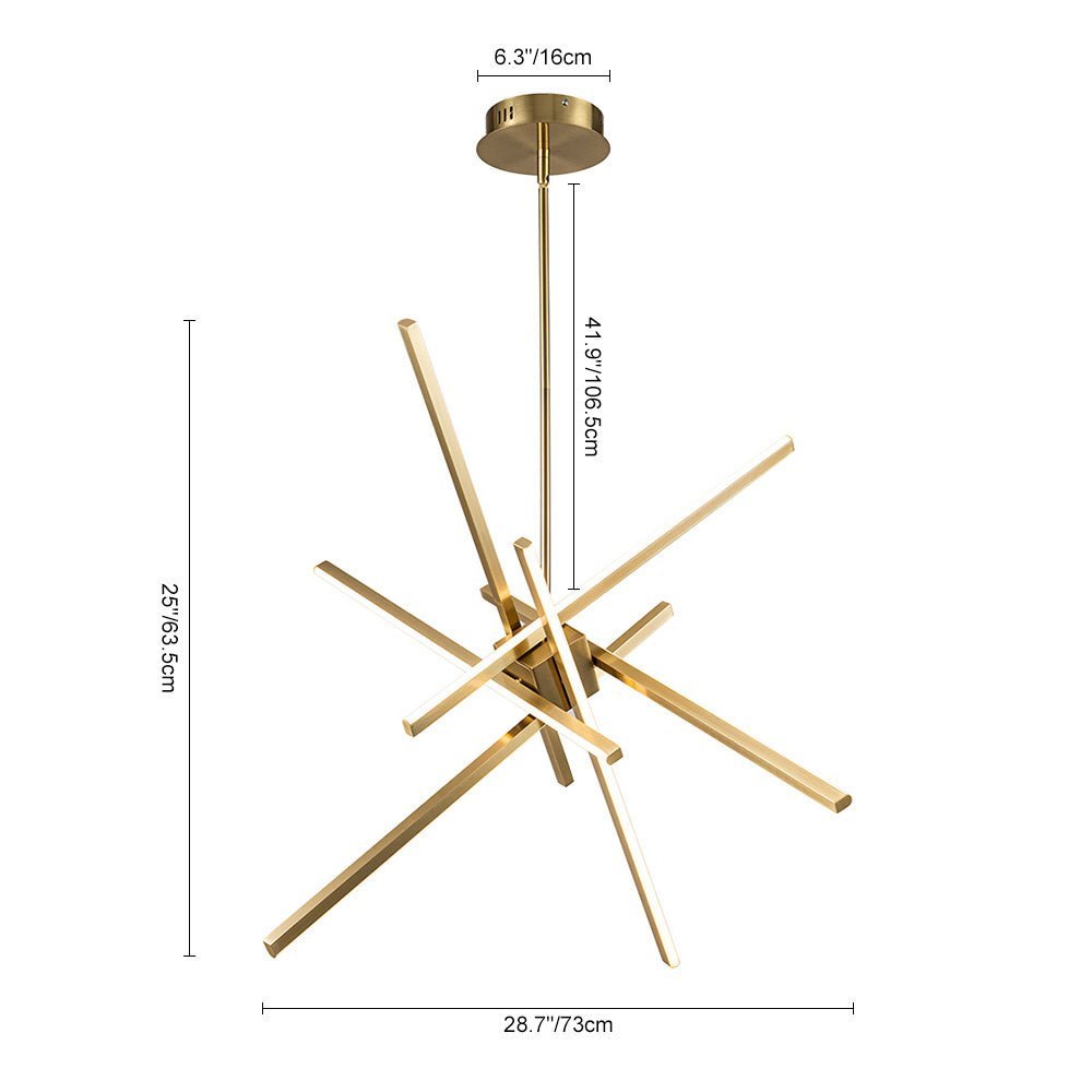 LightfixturesUAE-LED Modern Minimalist Cross Arms Sputnik Chandelier-Chandeliers-Black-