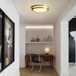LightfixturesUAE-LED Modern Round Brass Glass Flush Mount Ceiling Light-Ceiling Lights-Brass-