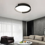 LightfixturesUAE-LED Modern Two-Tone Round Flush Mount Ceiling Light-Ceiling Lights-Black+Gray-Cool White