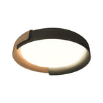 LightfixturesUAE-LED Modern Two-Tone Round Flush Mount Ceiling Light-Ceiling Lights-Black+Wood-Warm White
