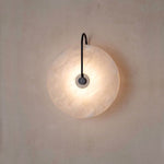 LightfixturesUAE-LED Nordic Classic Black and White Marble Round Wall Light-Wall Lights-Marble-