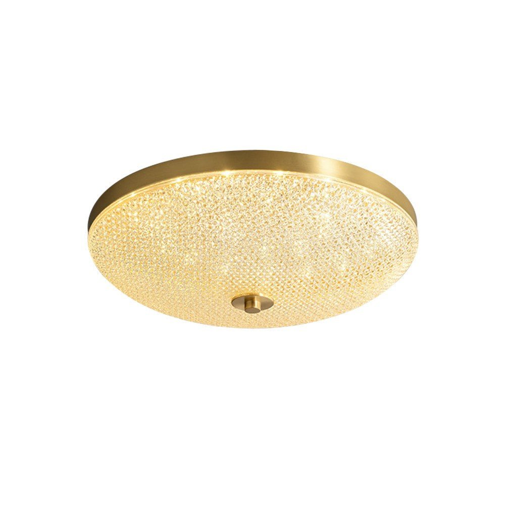 LightfixturesUAE-LED Three-Color Modern Brushed Metal Round Bowl Flush Mount Ceiling Light-Ceiling Lights-Brass-