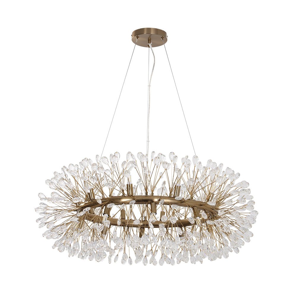 LightfixturesUAE-Luxury 20-Light Dandelion Crystal Ring Pendant Chandelier-Chandeliers-Chrome-