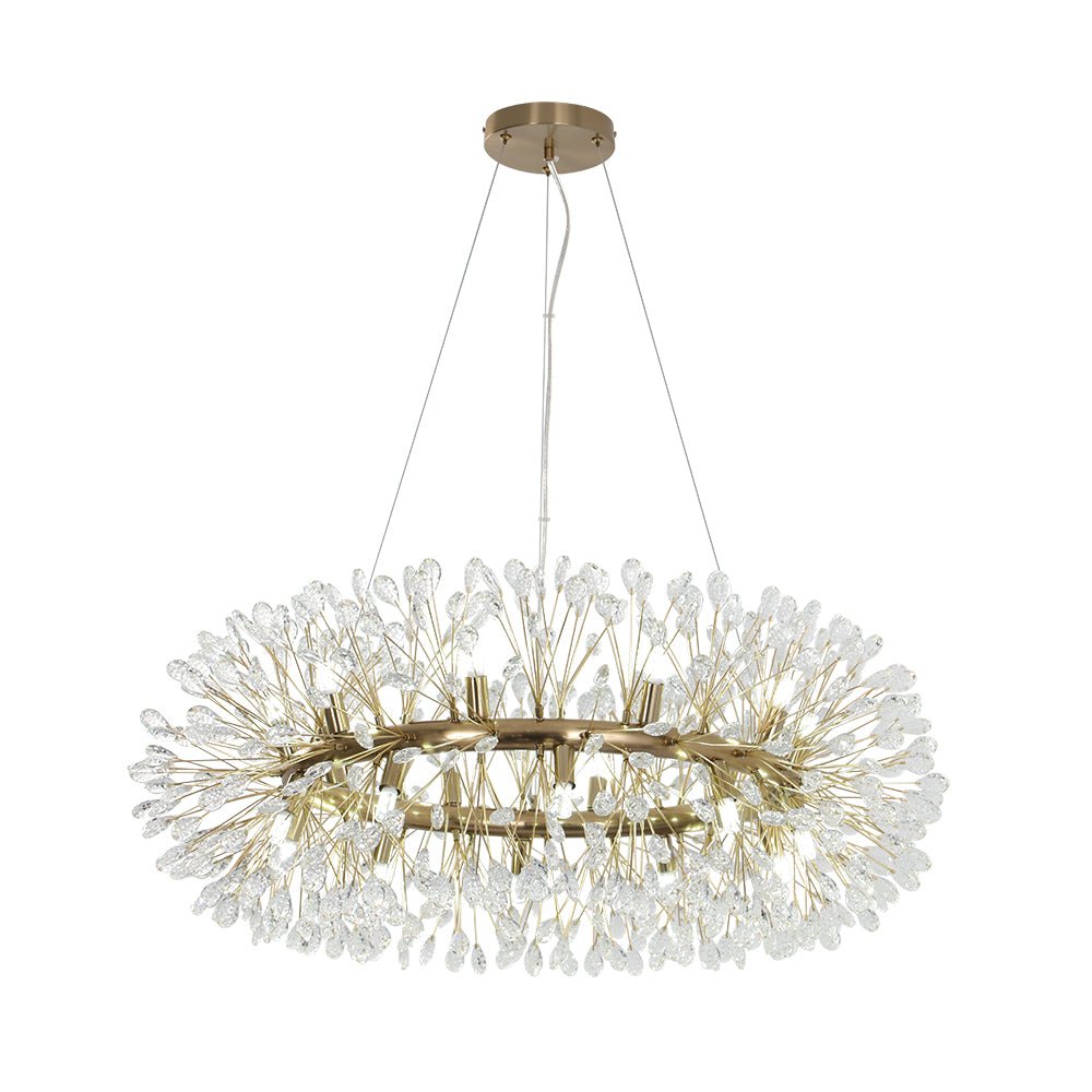 LightfixturesUAE-Luxury 20-Light Dandelion Crystal Ring Pendant Chandelier-Chandeliers-Chrome-