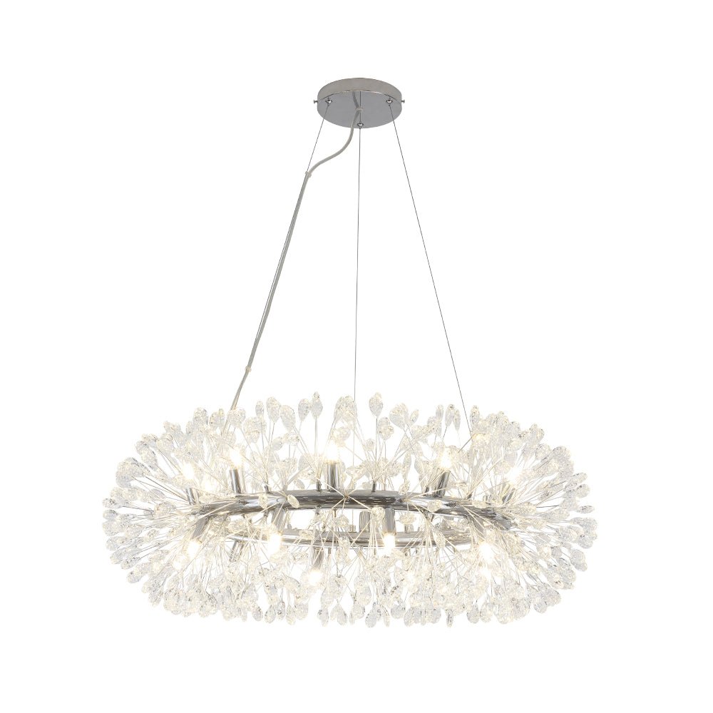 LightfixturesUAE-Luxury 20-Light Dandelion Crystal Ring Pendant Chandelier-Chandeliers-Chrome-