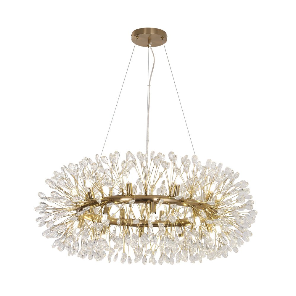 LightfixturesUAE-Luxury 20-Light Dandelion Crystal Ring Pendant Chandelier-Chandeliers-Chrome-