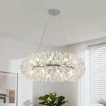LightfixturesUAE-Luxury 20-Light Dandelion Crystal Ring Pendant Chandelier-Chandeliers-Chrome-