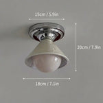 LightfixturesUAE-Mid-Century Modern Small Semi Flush Mount Light, Cream & Nickel Hallway Ceiling Lamp with Milky White Shade-Ceiling Lights-Silver-