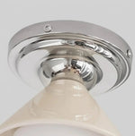 LightfixturesUAE-Mid-Century Modern Small Semi Flush Mount Light, Cream & Nickel Hallway Ceiling Lamp with Milky White Shade-Ceiling Lights-Silver-