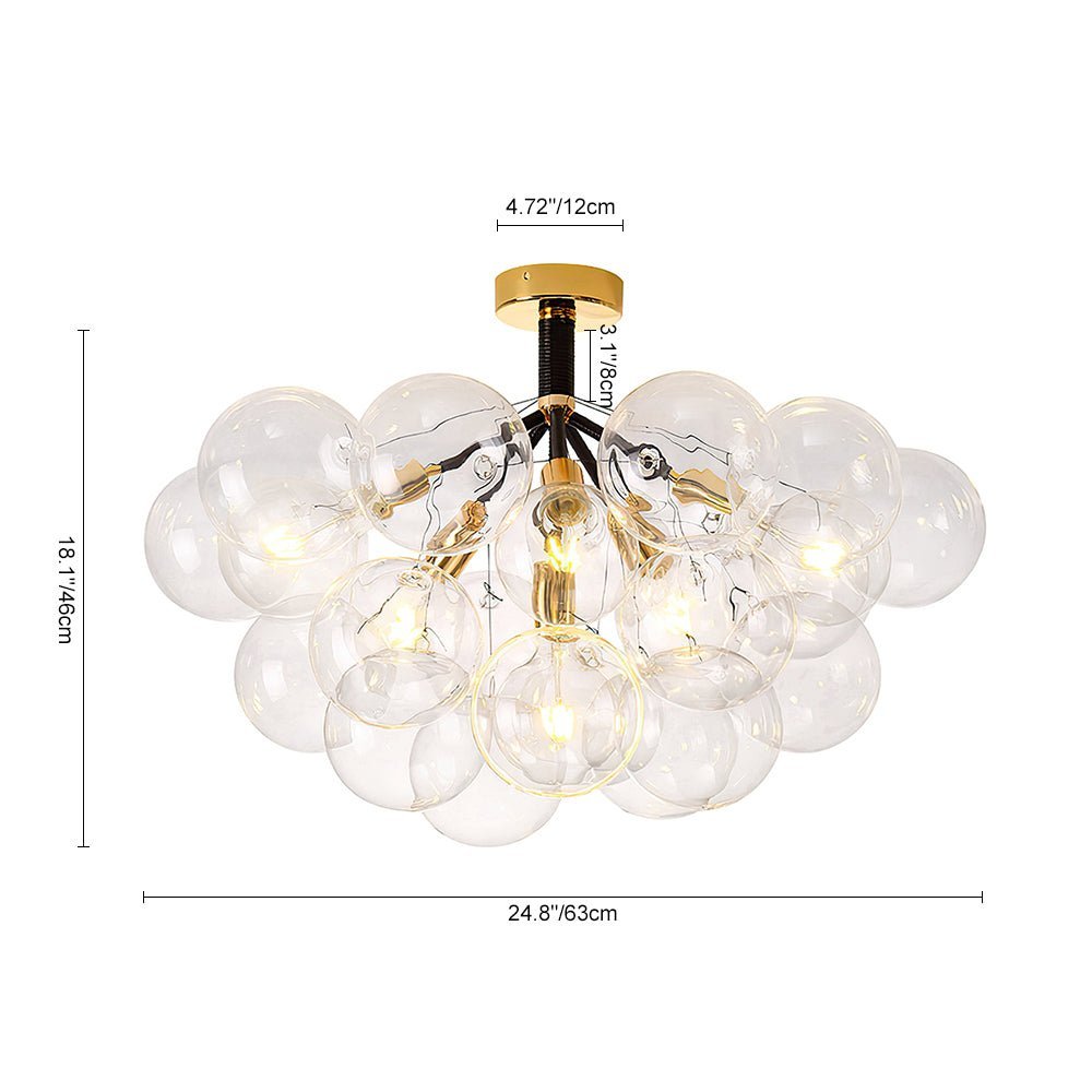 LightfixturesUAE-Modern Cluster Glass Bubble Semi Flush Mount Ceiling Light-Ceiling Lights-Black-12 GLOBES
