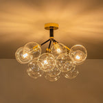 LightfixturesUAE-Modern Cluster Glass Bubble Semi Flush Mount Ceiling Light-Ceiling Lights-Black-12 GLOBES