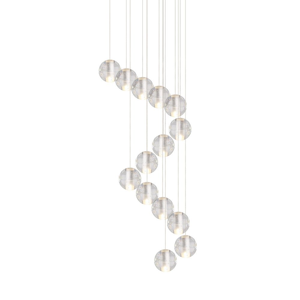 LightfixturesUAE-Multi-Light Modern Crystal Ball Staircase Cluster Chandelier-Chandeliers-14-Light-