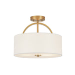 LightfixturesUAE-Nordic Minimalist 2-Light Round Drum White Fabric Ceiling Lamp-Ceiling Lights-Matte Black-