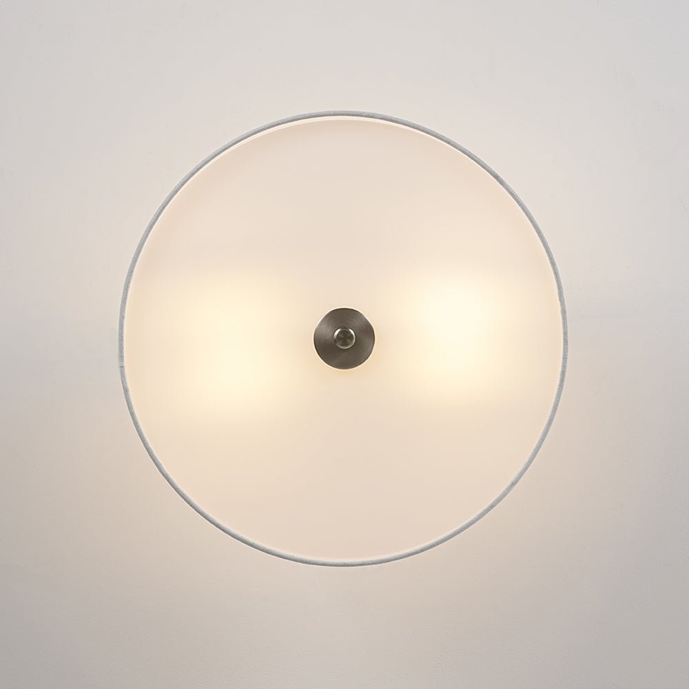 LightfixturesUAE-Nordic Minimalist 2-Light Round Drum White Fabric Ceiling Lamp-Ceiling Lights-Matte Black-