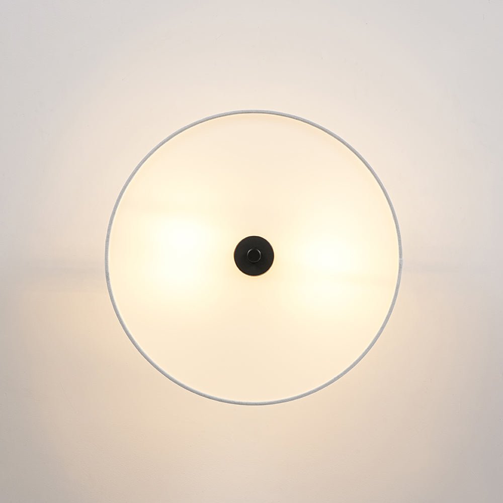 LightfixturesUAE-Nordic Minimalist 2-Light Round Drum White Fabric Ceiling Lamp-Ceiling Lights-Matte Black-