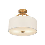 LightfixturesUAE-Nordic Minimalist 2-Light Round Drum White Fabric Ceiling Lamp-Ceiling Lights-Matte Black-