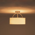 LightfixturesUAE-Nordic Minimalist 2-Light Round Drum White Fabric Ceiling Lamp-Ceiling Lights-Matte Black-