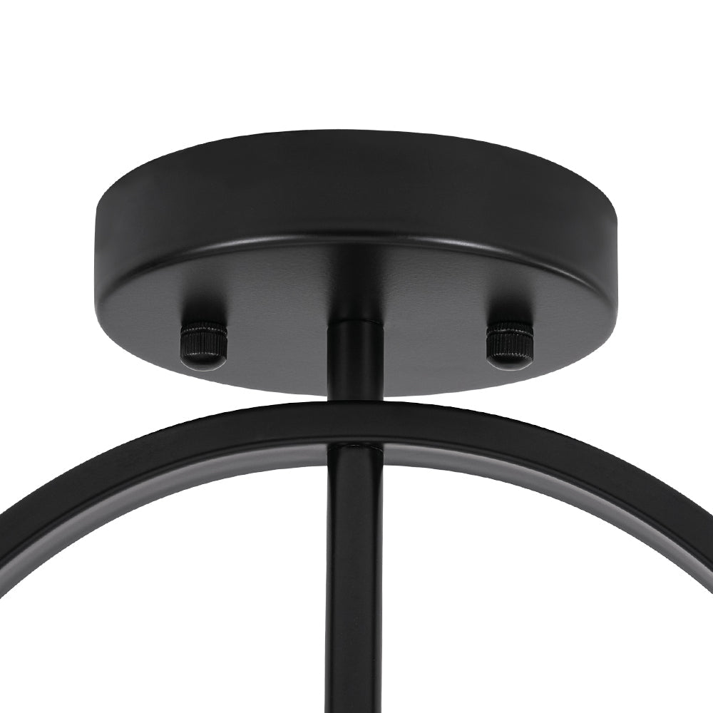 LightfixturesUAE-Nordic Minimalist 2-Light Round Drum White Fabric Ceiling Lamp-Ceiling Lights-Matte Black-