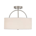 LightfixturesUAE-Nordic Minimalist 2-Light Round Drum White Fabric Ceiling Lamp-Ceiling Lights-Matte Black-