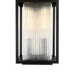 LightfixturesUAE-Outdoor Square Lantern Ribbed Clear Glass Wall Sconce with Auto Light Sensor-Wall Lights-Black-