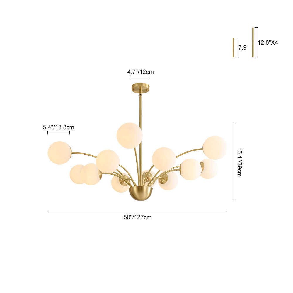 Luxury 12 - Light Glass Bubble Branch Semi Flush Chandelier - LightfixturesUAE